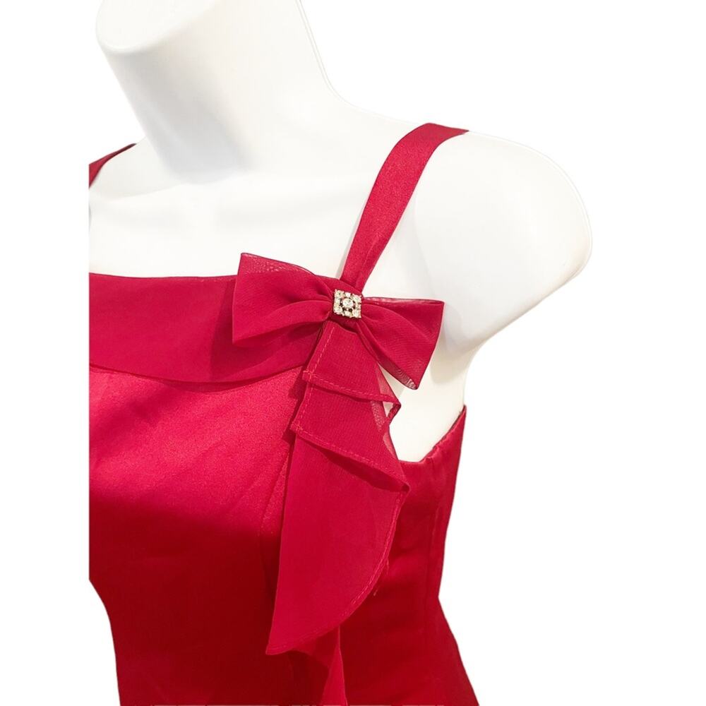David’s Bridal Junior Bridesmaid Dress in Red Apple Style JB1509 Size 12 - Picture 5 of 12